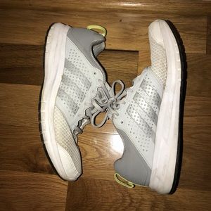 grey adidas running shoes